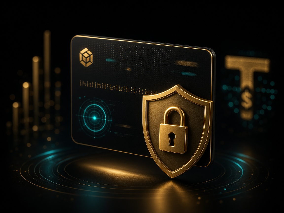 Saved beneficiary wallet card protected by a gold shield and padlock